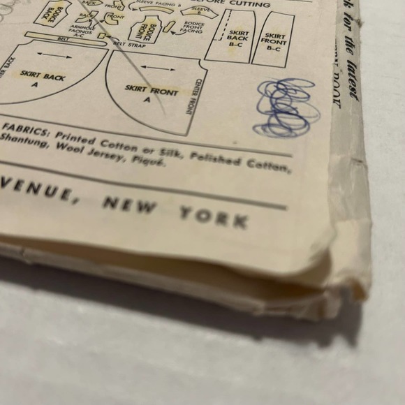 McCalls Vintage1950's Pattern #3695 Juniors Dress Flair or Slim Skirt Size 11 - Picture 7 of 8